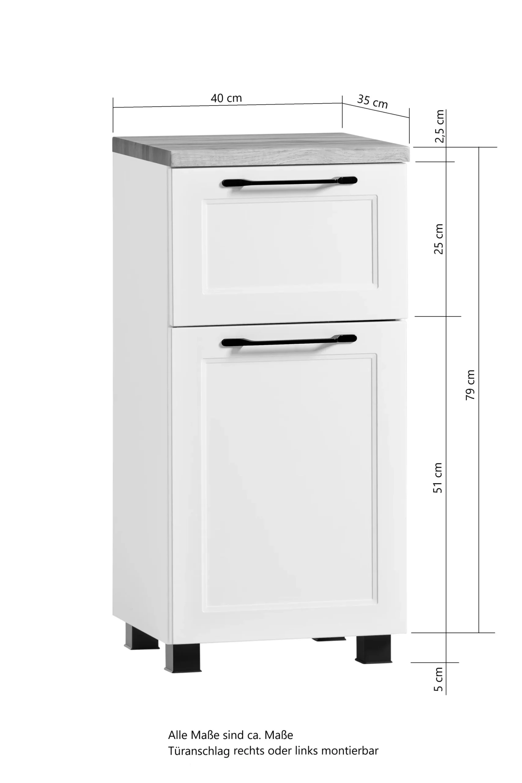 Beistellschrank Meran | 40 x 35 x 79 cm | Grau