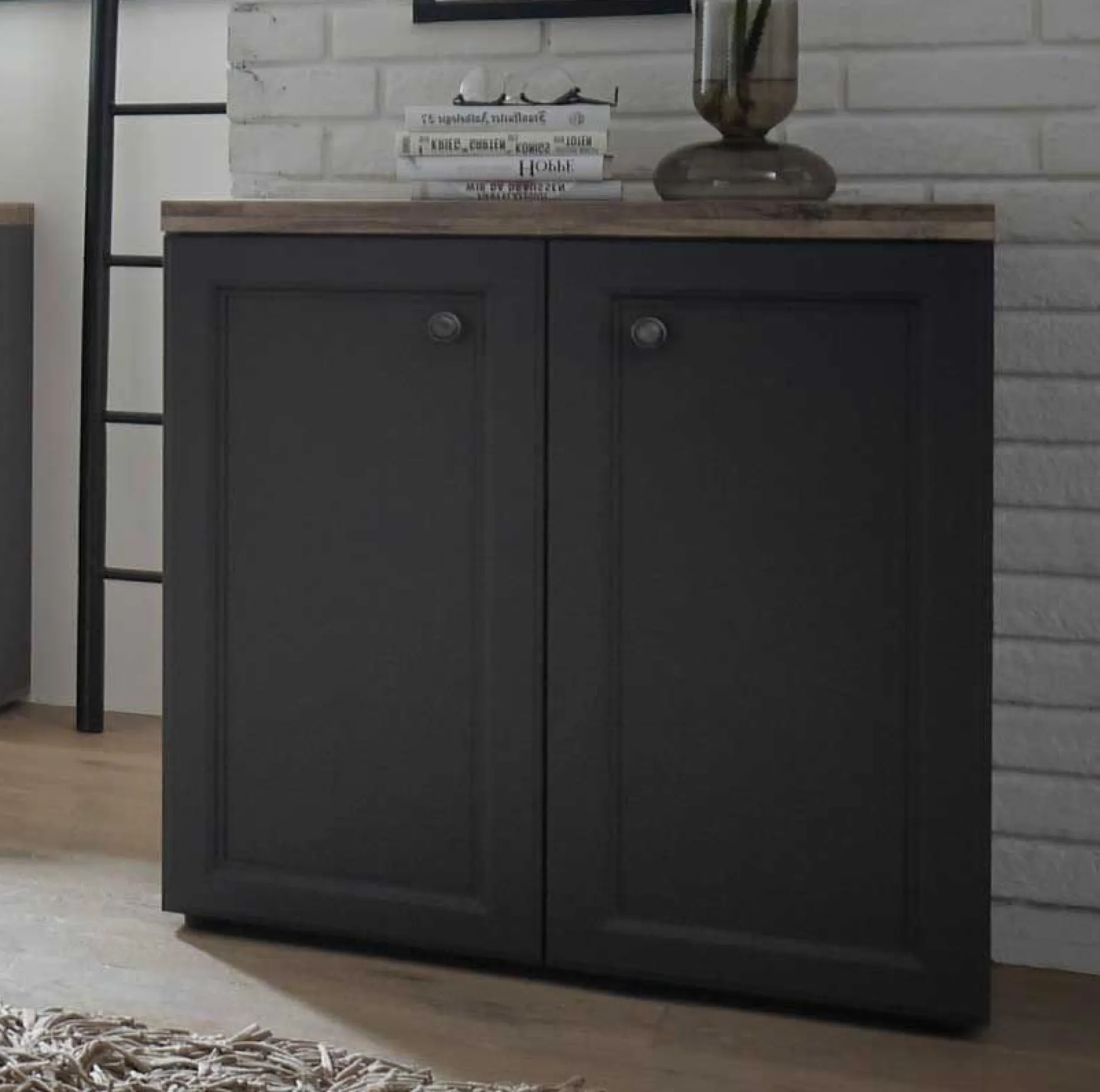 Beistellschrank Norah 82cm mit 2 Türen - grau/braun