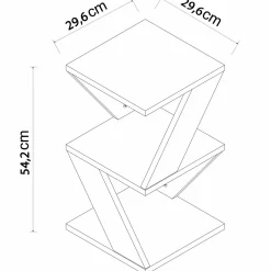 Emob Beistelltisch Albeni - 100% MELAMINE - Travertin - 29,6 x 54,2 x 29,6 cm