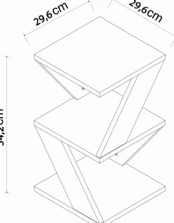 Emob Beistelltisch Albeni - 100% MELAMINE - - 29,6 x 54,2 x 29,6 cm
