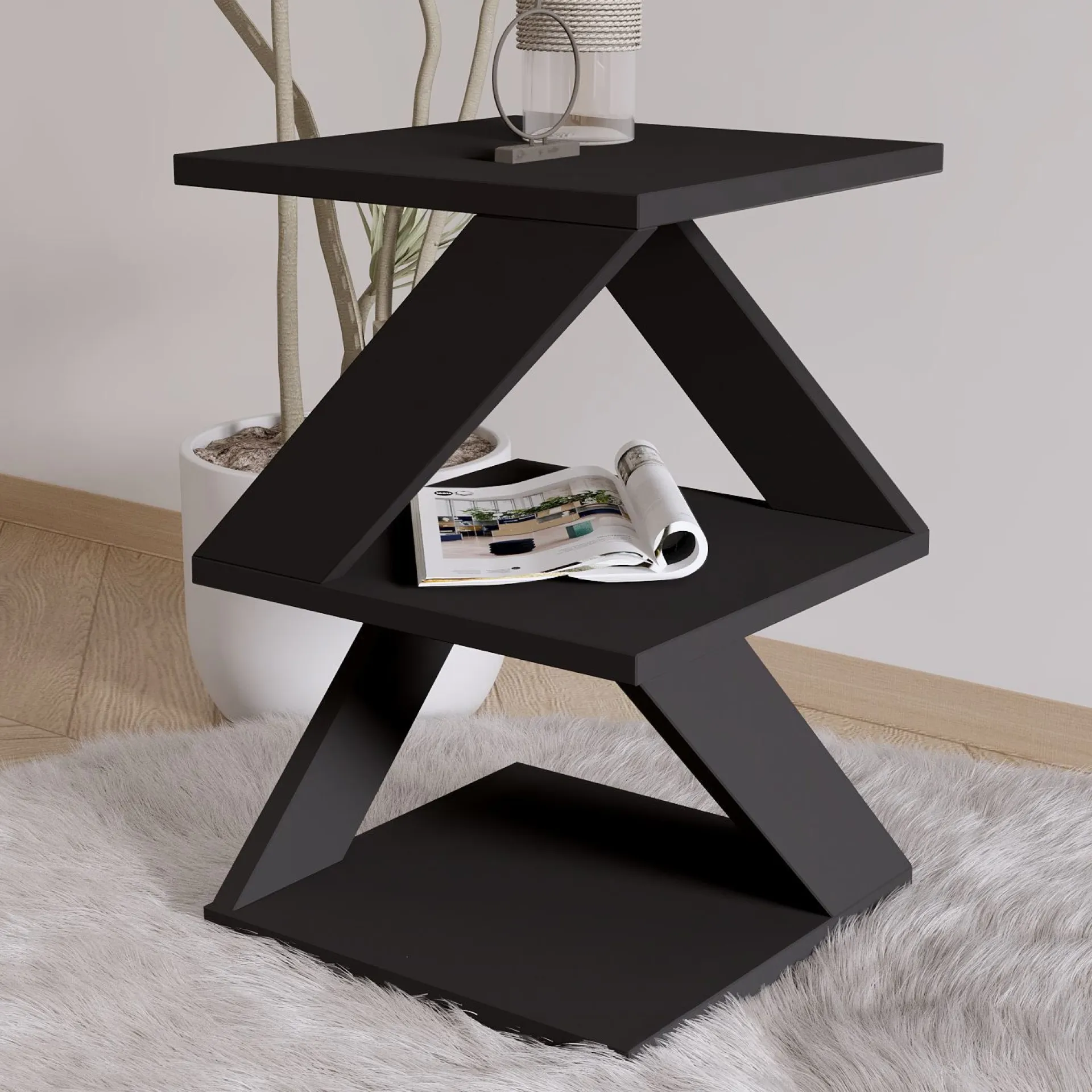 Emob Beistelltisch Albeni - 100% MELAMINE - - 29,6 x 54,2 x 29,6 cm