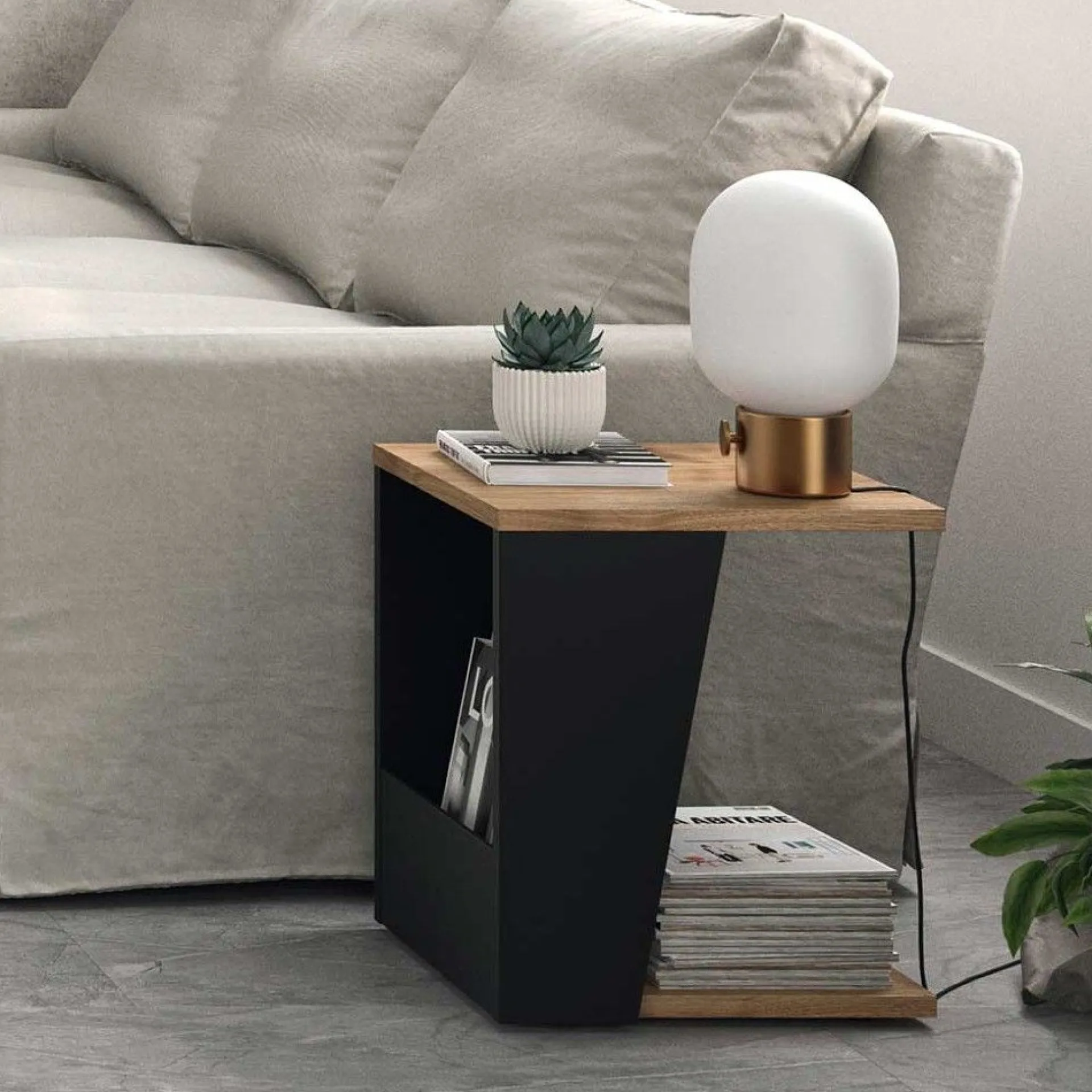 Temahome Beistelltisch Albi 40x40cm - Walnuss/schwarz
