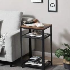 Beistelltisch Bill 35x45 2 Ablagen - rustikal braun/schwarz