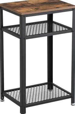 Beistelltisch Bill 35x45 2 Ablagen - rustikal braun/schwarz