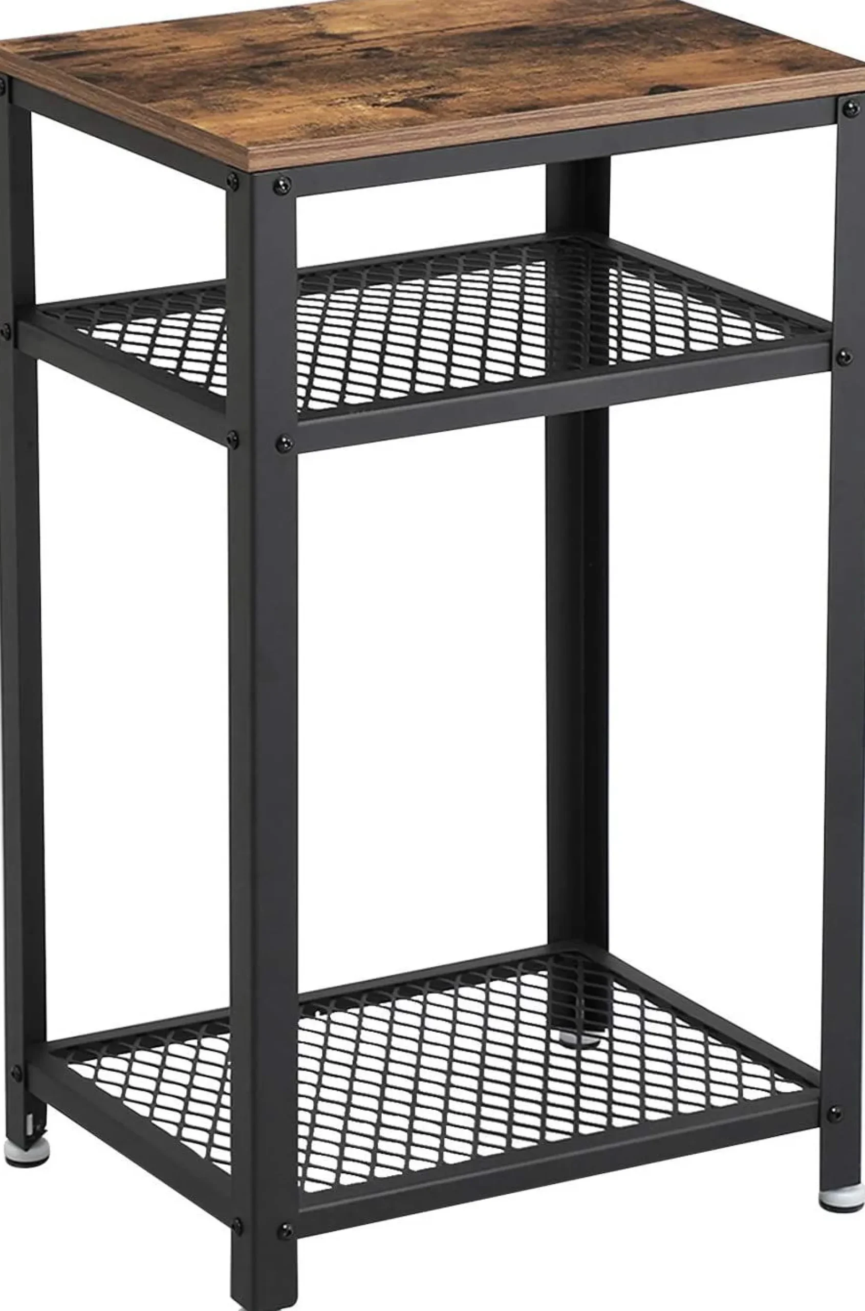 Beistelltisch Bill 35x45 2 Ablagen - rustikal braun/schwarz