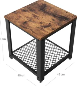 Vasagle Beistelltisch Bill 45x45 1 Ablage - rustikal braun/schwarz