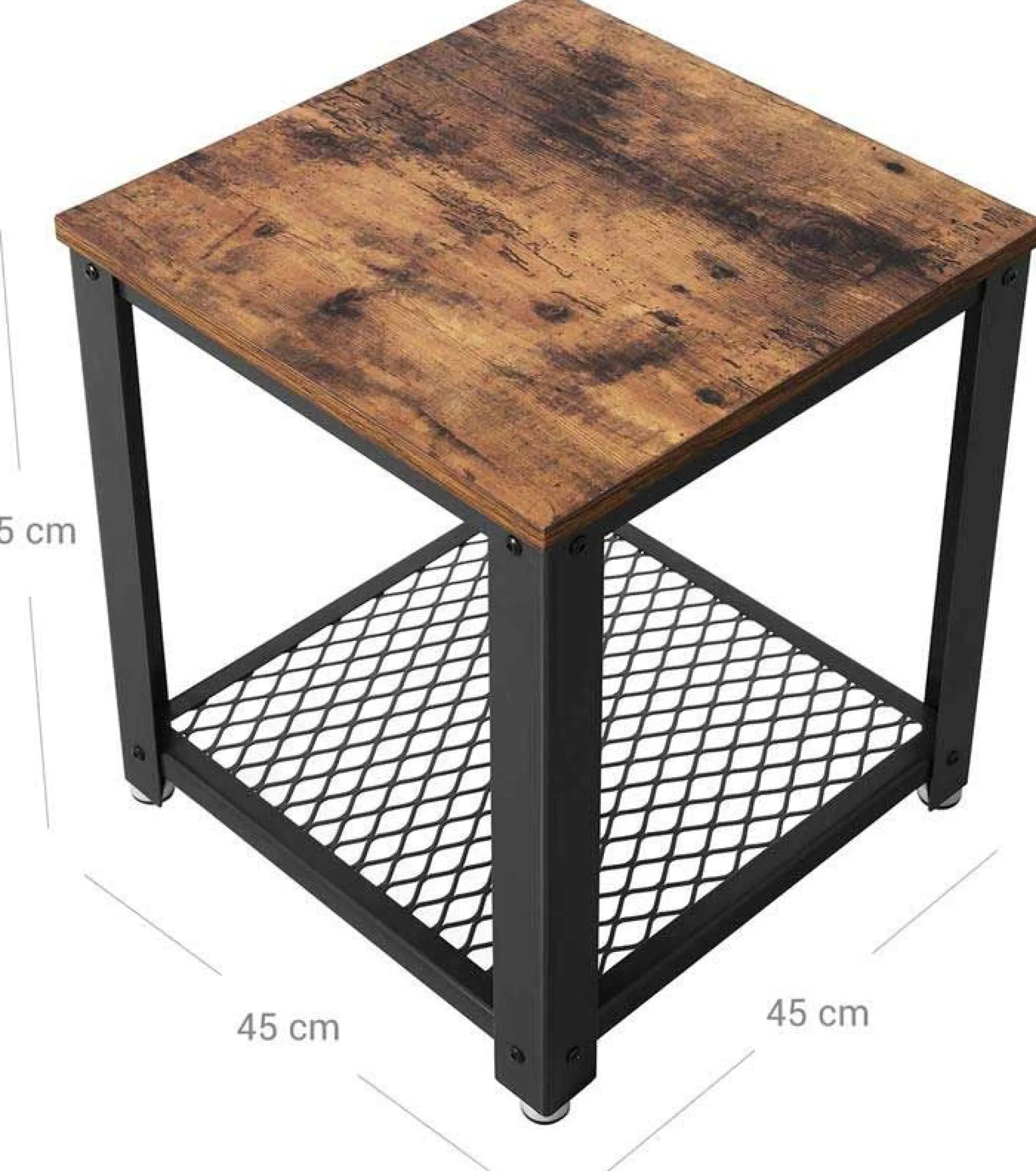 Vasagle Beistelltisch Bill 45x45 1 Ablage - rustikal braun/schwarz