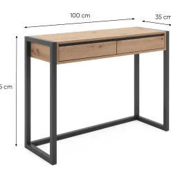 Finori Beistelltisch Damon 100cm 2 Schubladen - Eiche/anthrazit