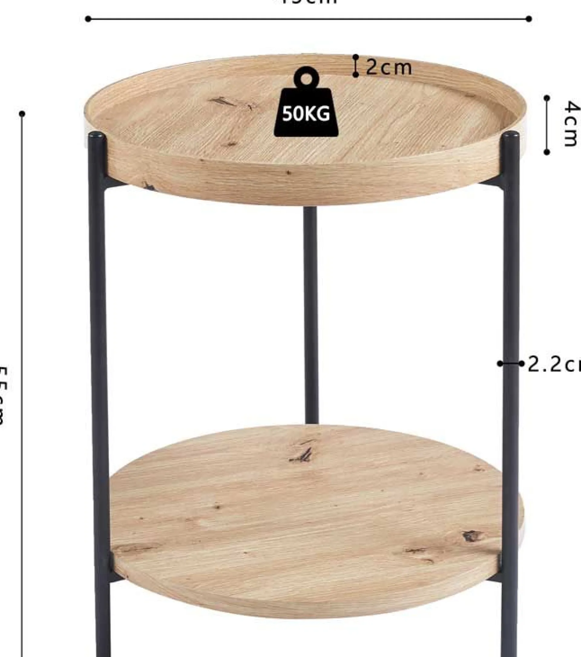 Rousseau Beistelltisch Davina | Ø45 x 55 cm | Old Oak Design