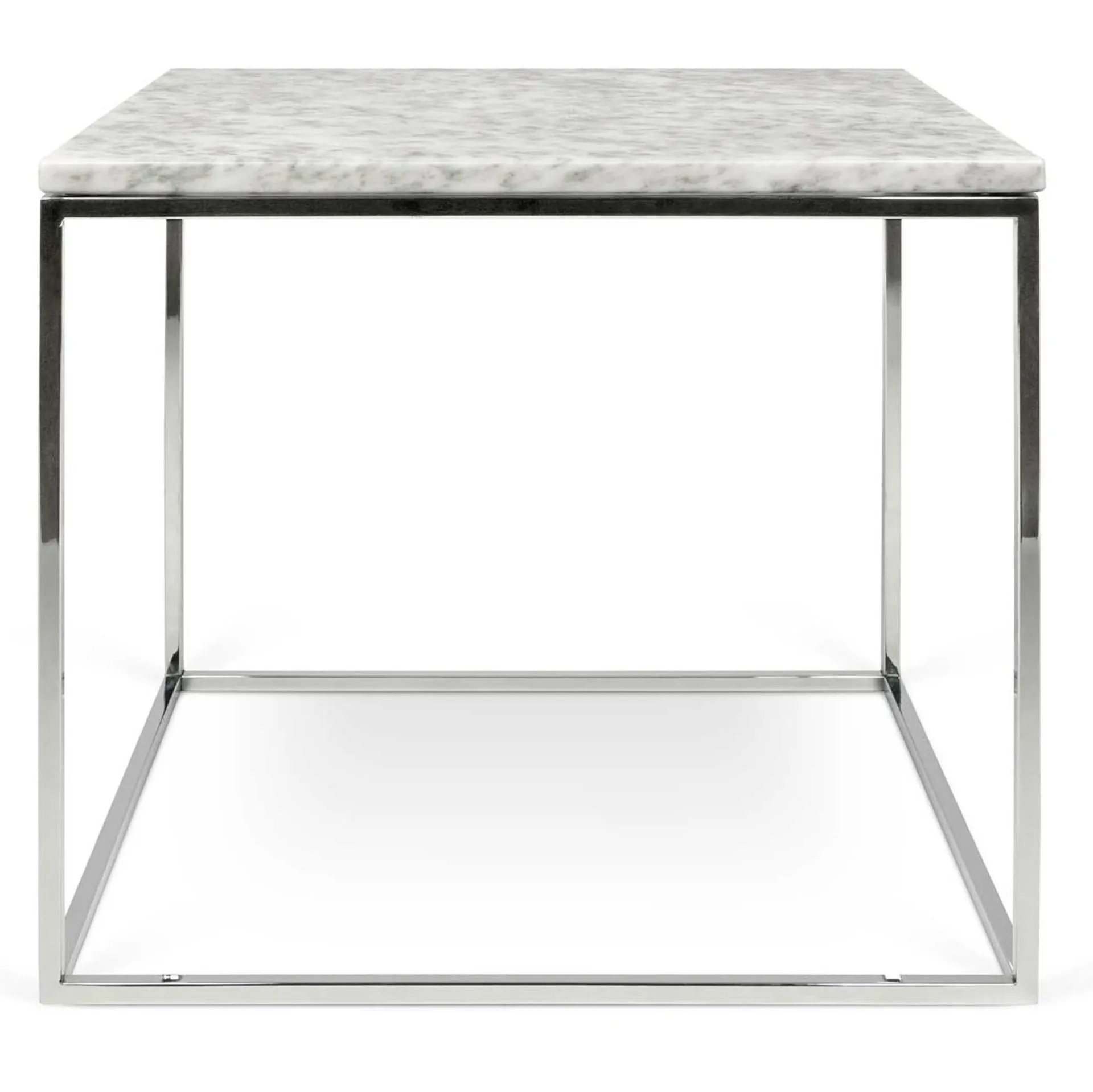 Temahome Beistelltisch Gleam 50x50 - weißer Marmor/Chrom