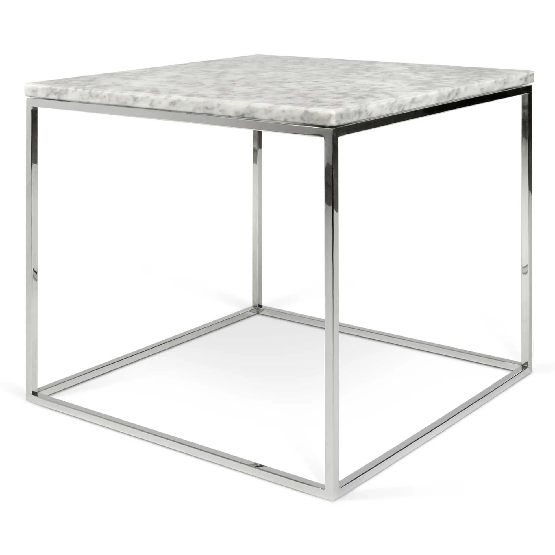 Temahome Beistelltisch Gleam 50x50 - weißer Marmor/Chrom