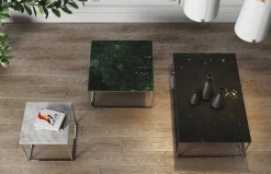 Temahome Beistelltisch Gleam 50x50 - weißer Marmor/Chrom