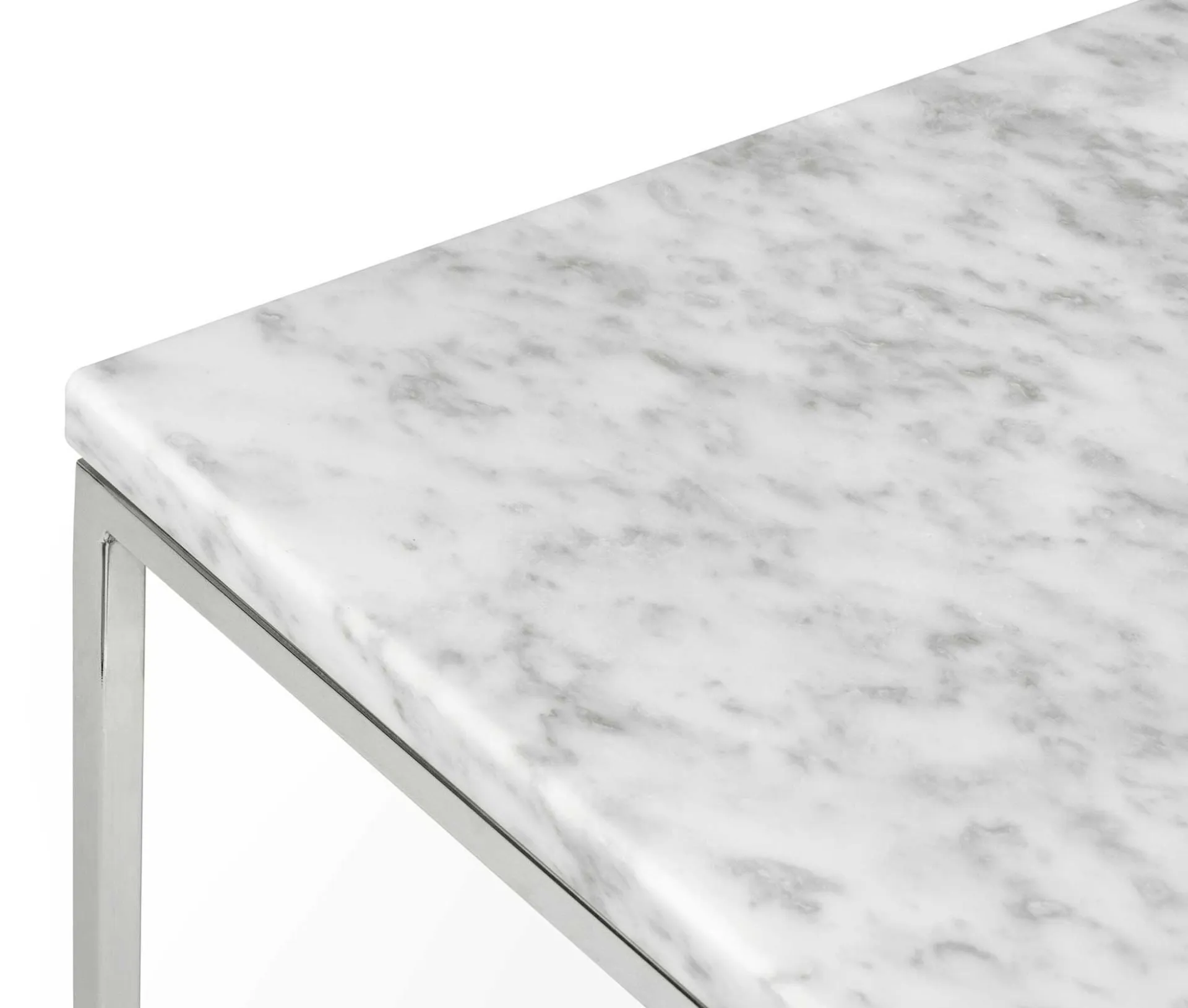 Temahome Beistelltisch Gleam 50x50 - weißer Marmor/Chrom