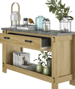 Gautier - Gami Beistelltisch Louane 156cm, 1 Schublade - Eiche/Beton