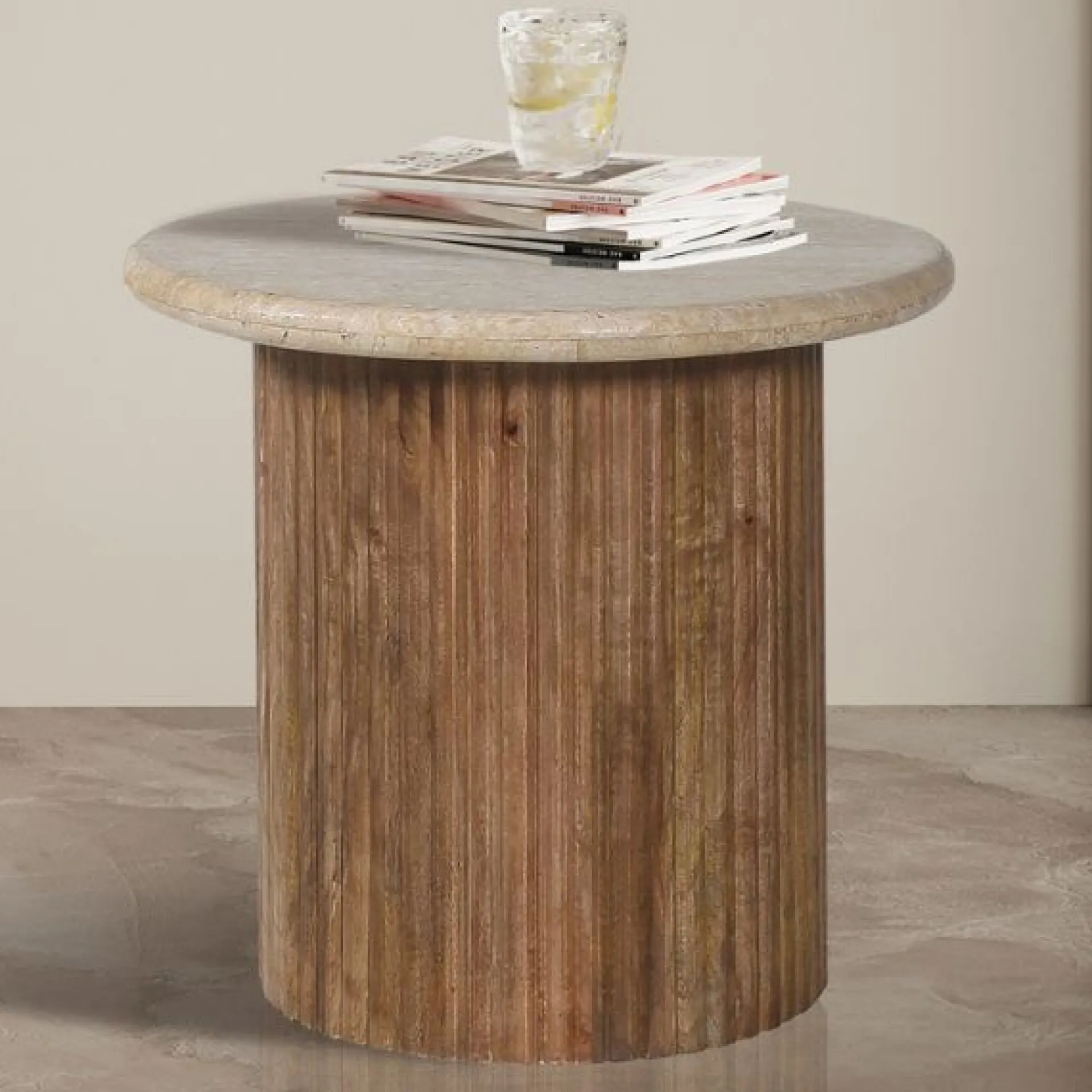 Rousseau Beistelltisch Louis | Ø50 x 45 cm | Travertin