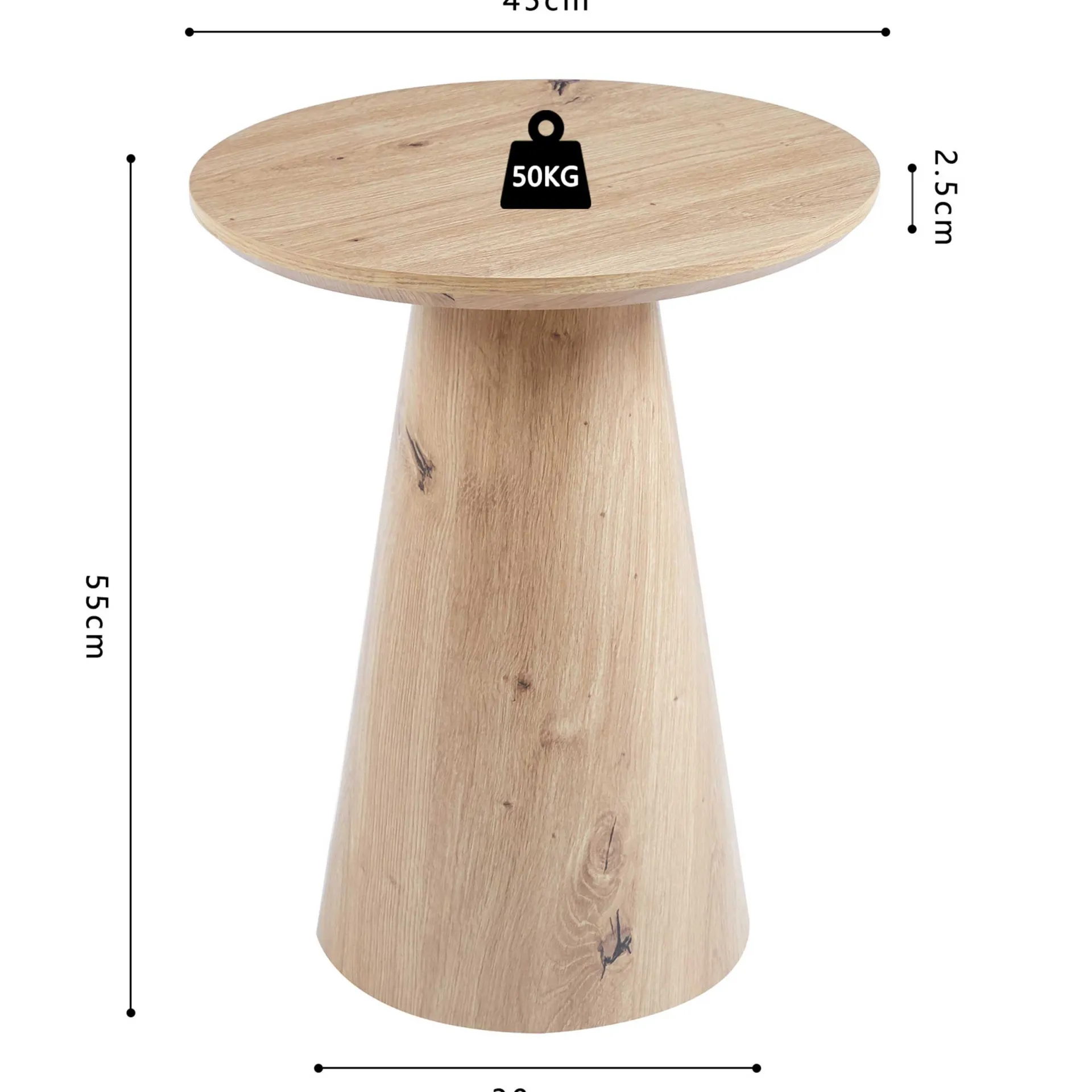 Rousseau Beistelltisch Lukas | Ø45 x 55 cm | Old Oak Design