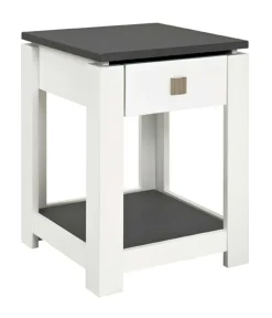Haku Beistelltisch Marius 40x40cm, 1 Schublade - weiß/anthrazit