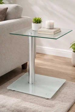 Haku Beistelltisch mit Ablage aus Sicherheitsglas | 6 kg Tragkraft