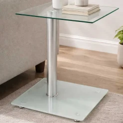 Haku Beistelltisch mit Ablage aus Sicherheitsglas | 6 kg Tragkraft