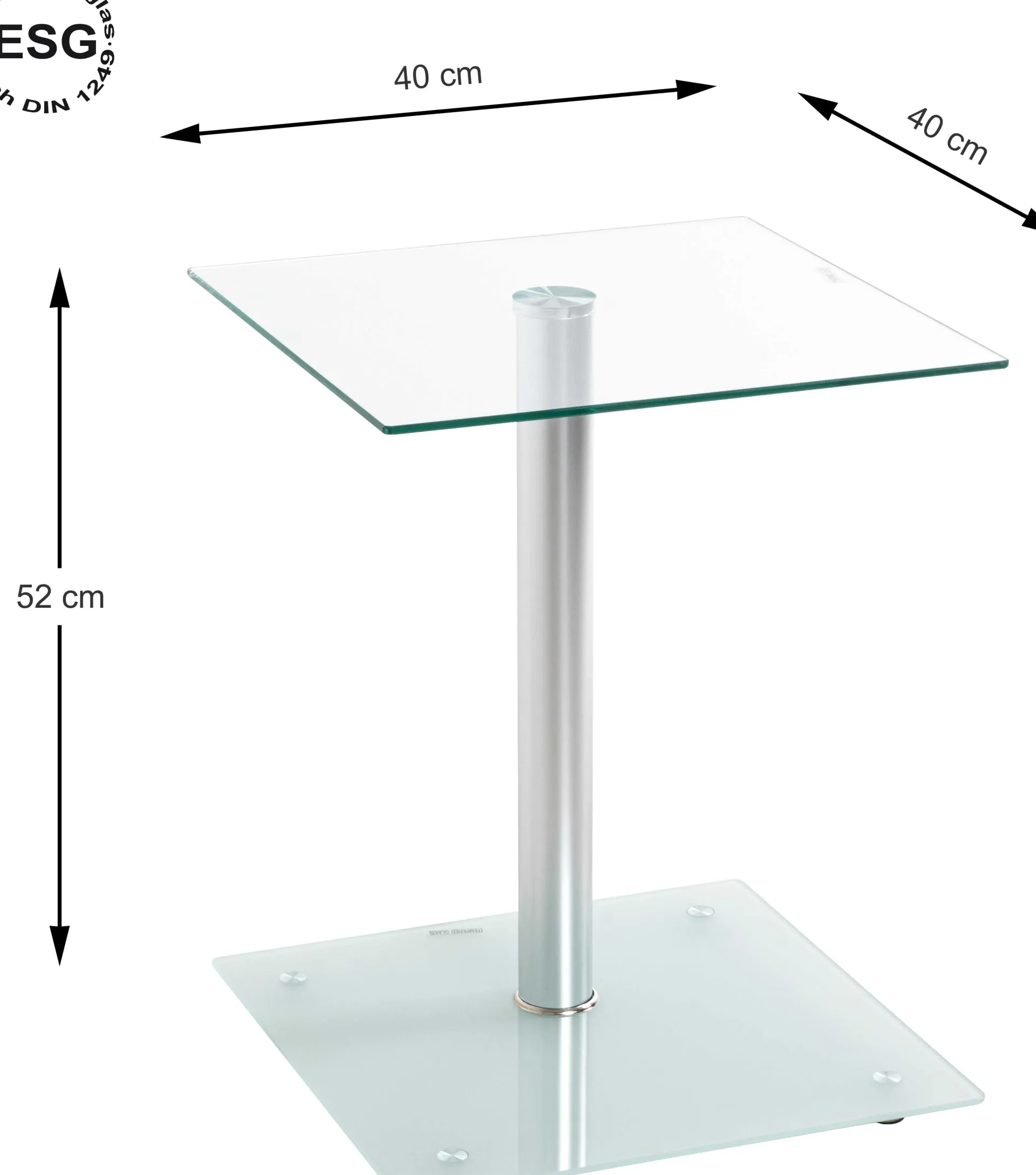 Haku Beistelltisch mit Ablage aus Sicherheitsglas | 6 kg Tragkraft