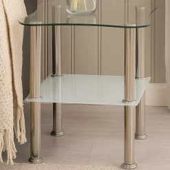 Haku Beistelltisch mit Metallgestell und Glasablagen | 10 kg Tragkraft