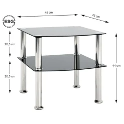 Haku Beistelltisch mit er Glasplatte - Tragkraft 8 kg