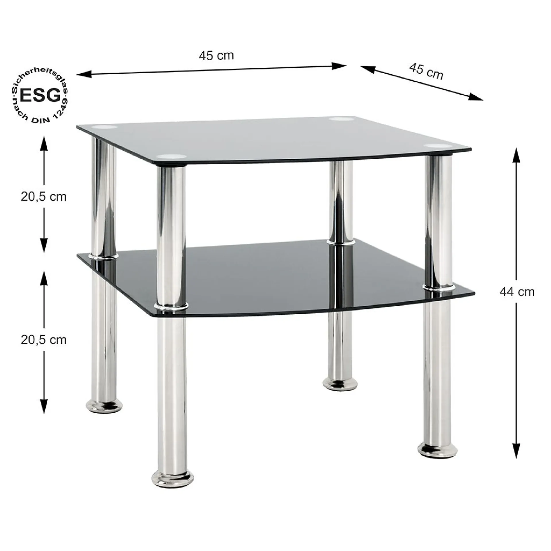 Haku Beistelltisch mit er Glasplatte - Tragkraft 8 kg