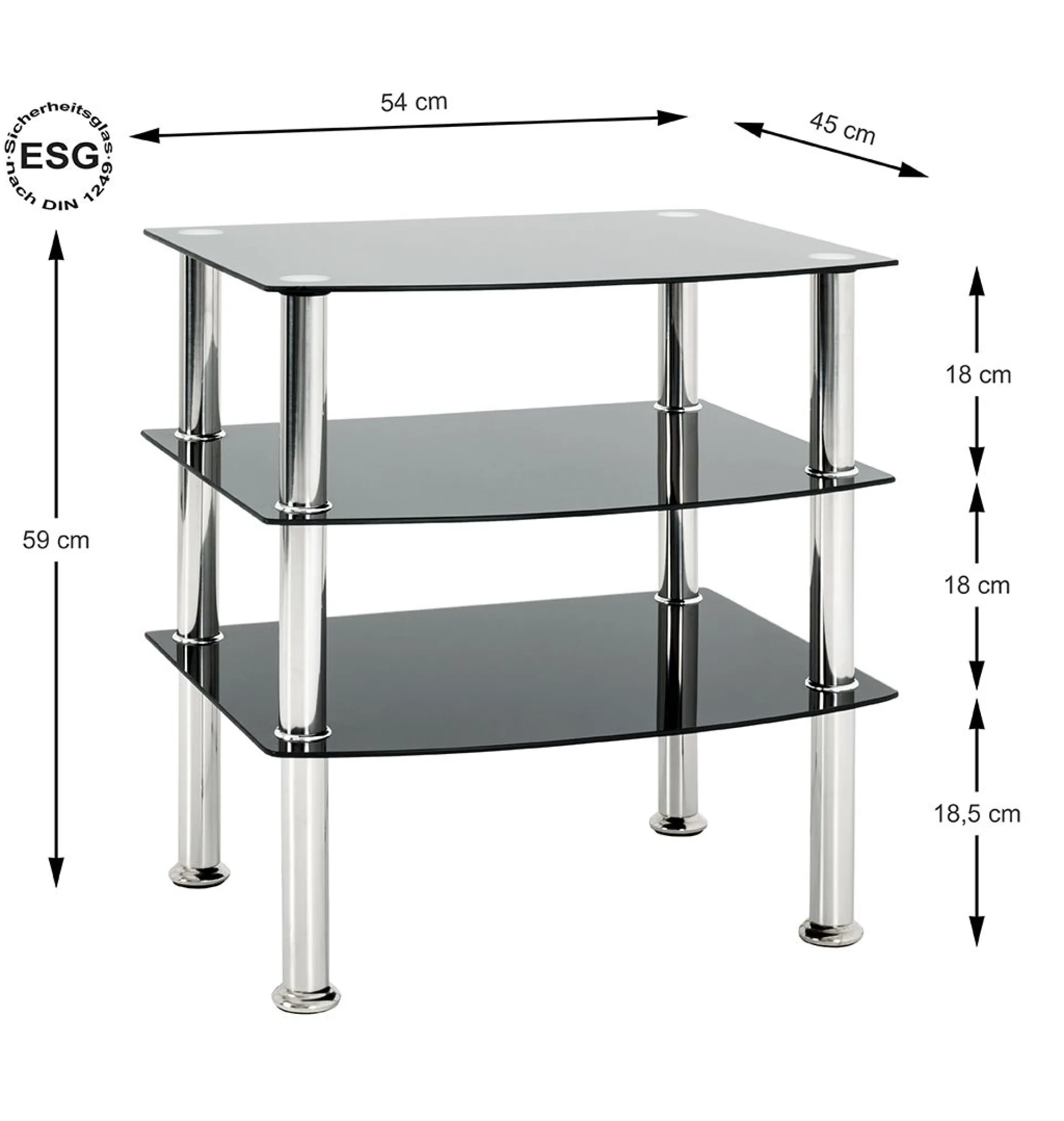 Haku Beistelltisch mit er Glasplatte - Tragkraft 10 kg