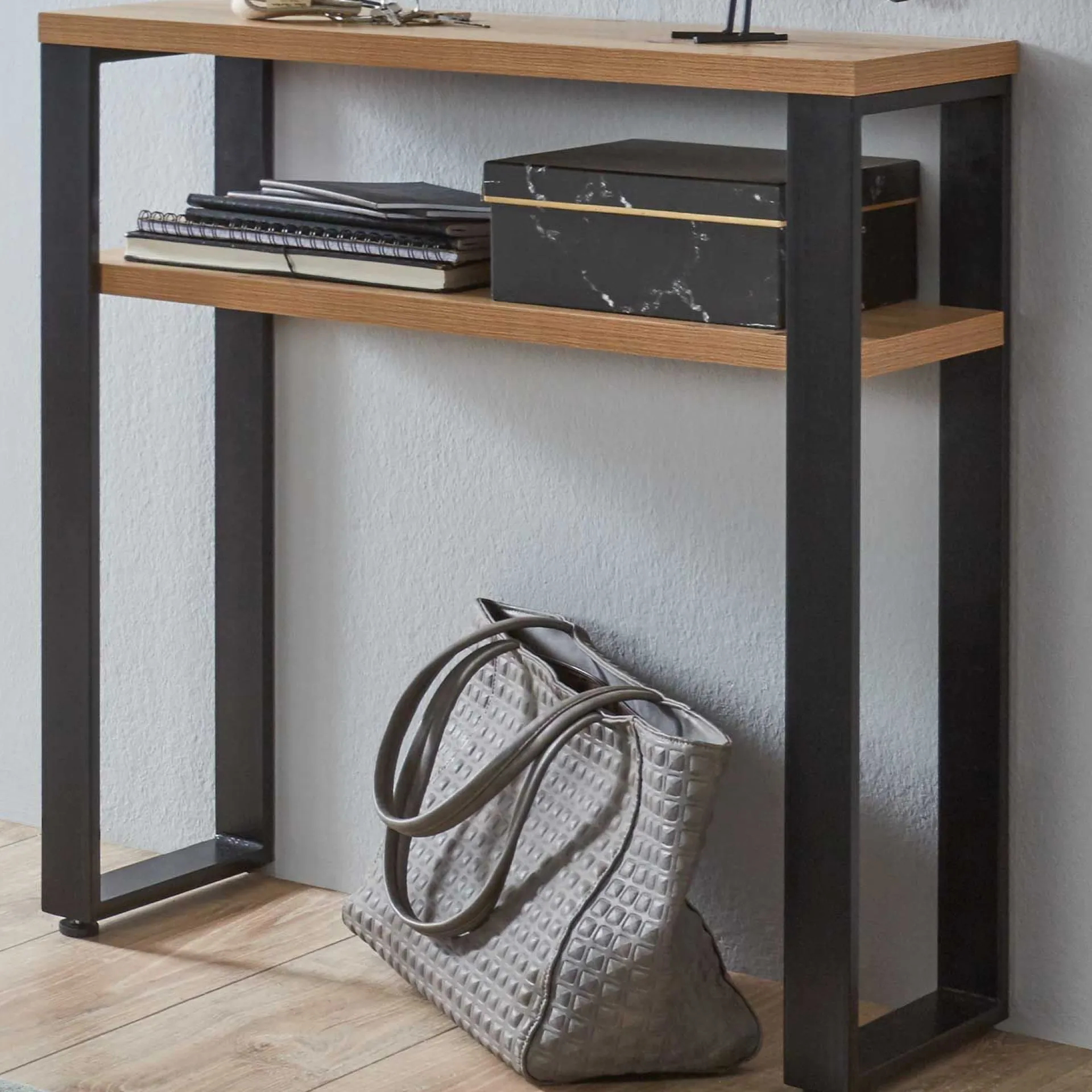 Haku Beistelltisch | 70 x 28 x 75 cm | Anthracite Oak Design