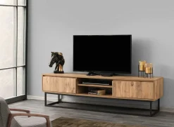 Belinda 180 TV-Ständer | 100 % MELAMIN | Schwarz, Kiefer