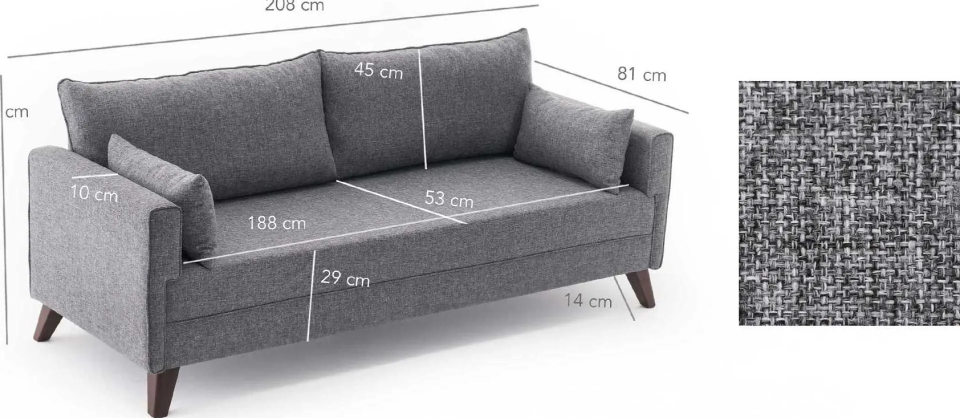 Emob Bella 3-Sitzer-Schlafsofa | HOLZ-/MDF-RAHMEN |