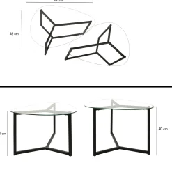 Emob Bellisimo Couchtisch-Set | METALLRAHMEN | Matt