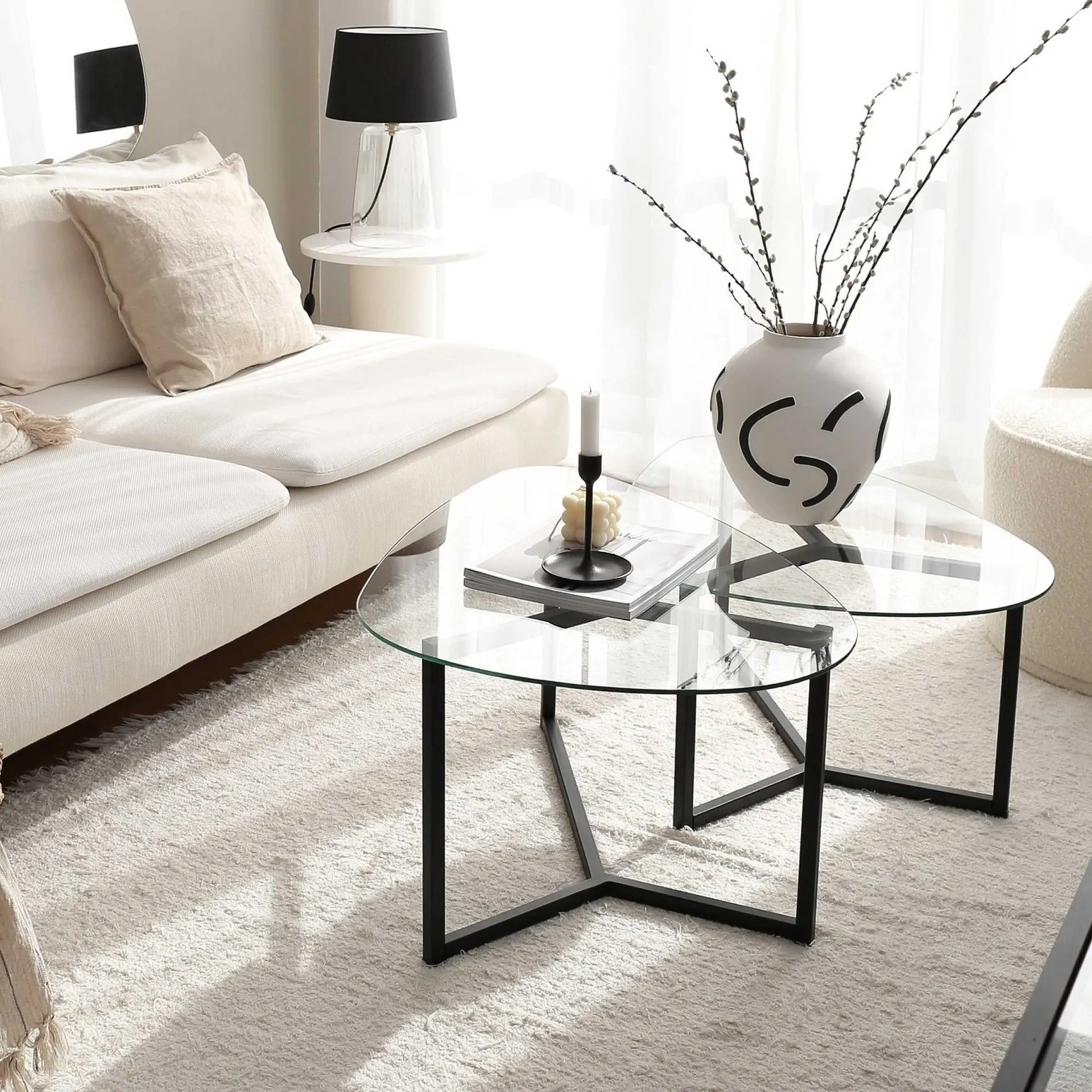 Emob Bellisimo Couchtisch-Set | METALLRAHMEN | Matt