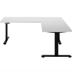 Emob Ben Verstellbarer Eckschreibtisch 185x77x74-125cm - weiß/schwarz
