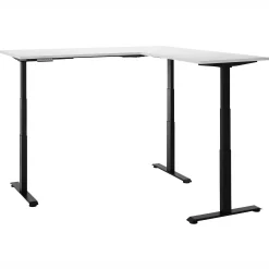 Emob Ben Verstellbarer Eckschreibtisch 185x77x74-125cm - weiß/schwarz