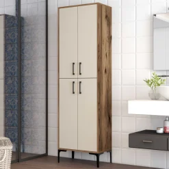 Berlin A Mehrzweckschrank | 100 % MELAMIN | Walnuss, Creme