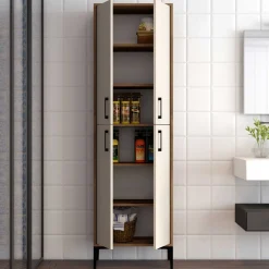 Berlin A Mehrzweckschrank | 100 % MELAMIN | Walnuss, Creme