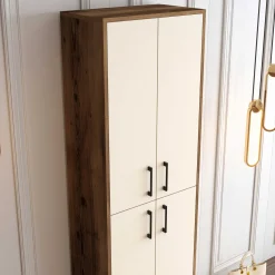 Berlin AS Schuhschrank | 100 % MELAMIN | Walnuss, Creme