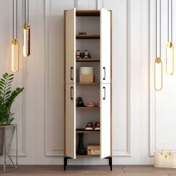 Berlin AS Schuhschrank | 100 % MELAMIN | Walnuss, Creme