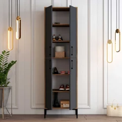 Berlin AS Schuhschrank | 100% MELAMIN | Walnuss, Anthrazit