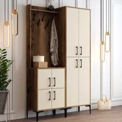 Berlin BA Garderobenständer | 100 % MELAMIN | Walnuss, Creme