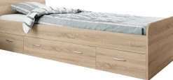 Bett Barko 90x200 mit 3 Schubladen - Eiche