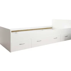Bett Barko 90x200 mit 3 Schubladen - weiß