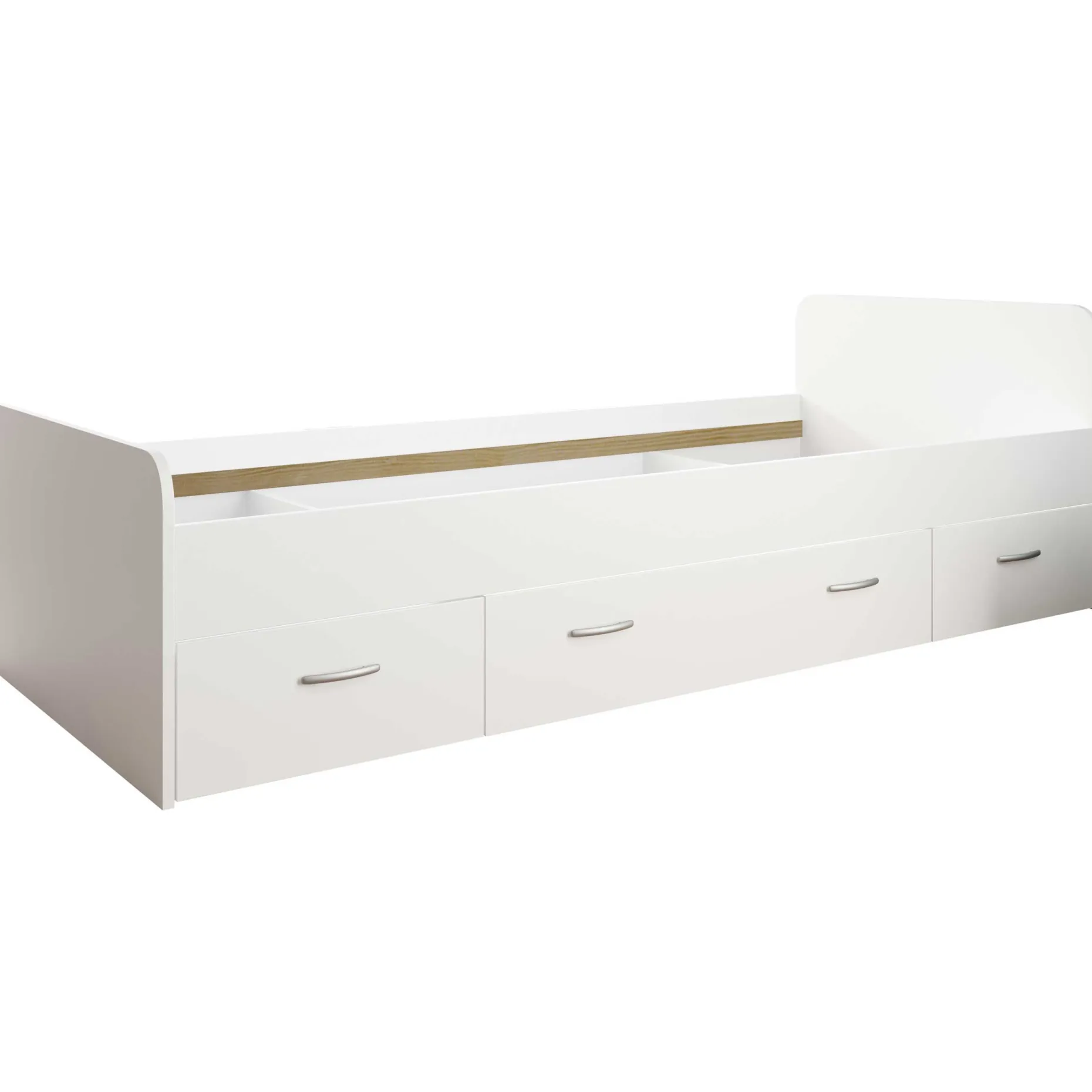 Bett Barko 90x200 mit 3 Schubladen - weiß