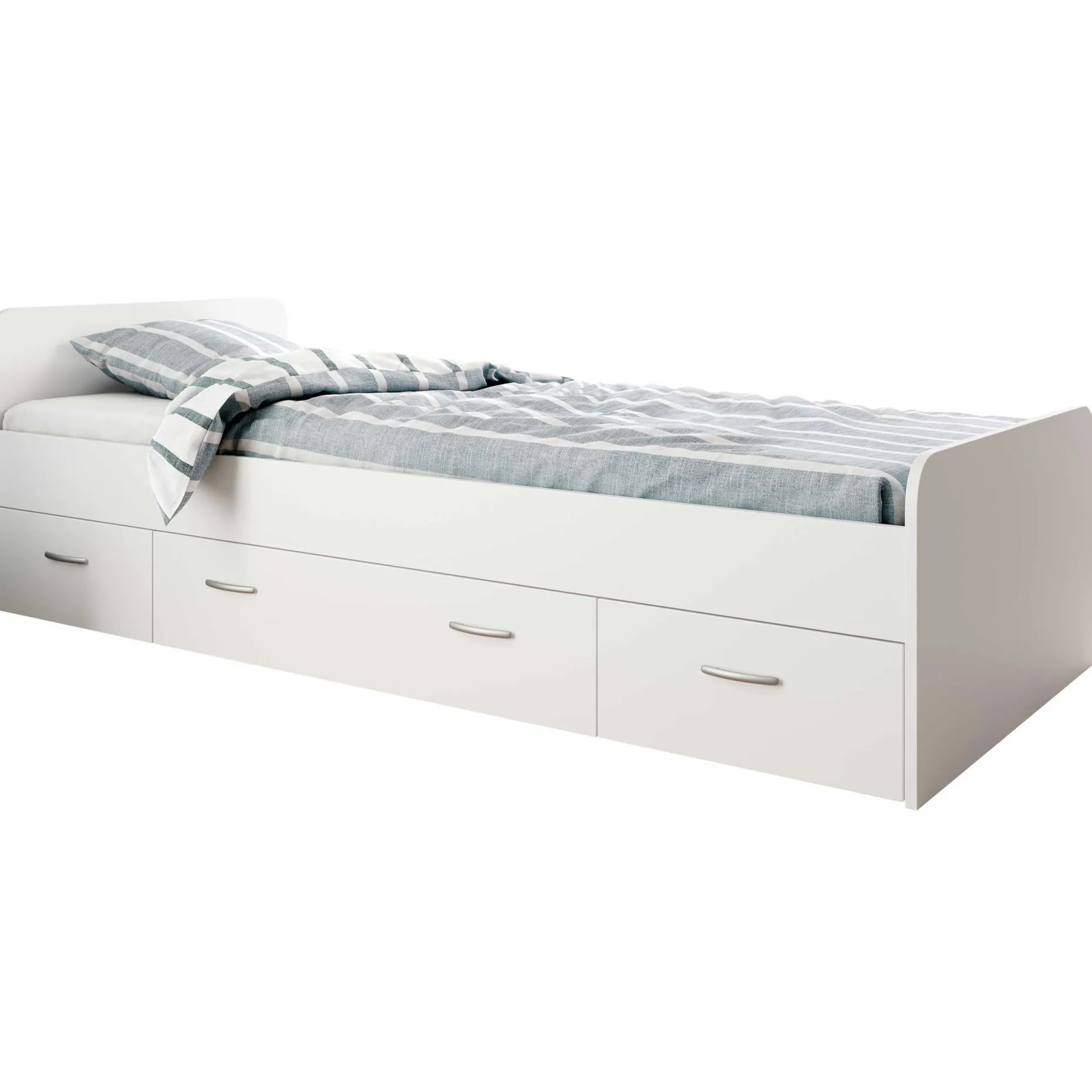 Bett Barko 90x200 mit 3 Schubladen - weiß