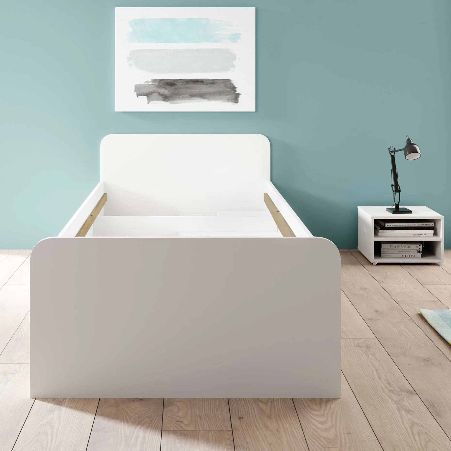 Bett Barko 90x200 mit 3 Schubladen - weiß