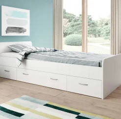 Bett Barko 90x200 mit 3 Schubladen - weiß