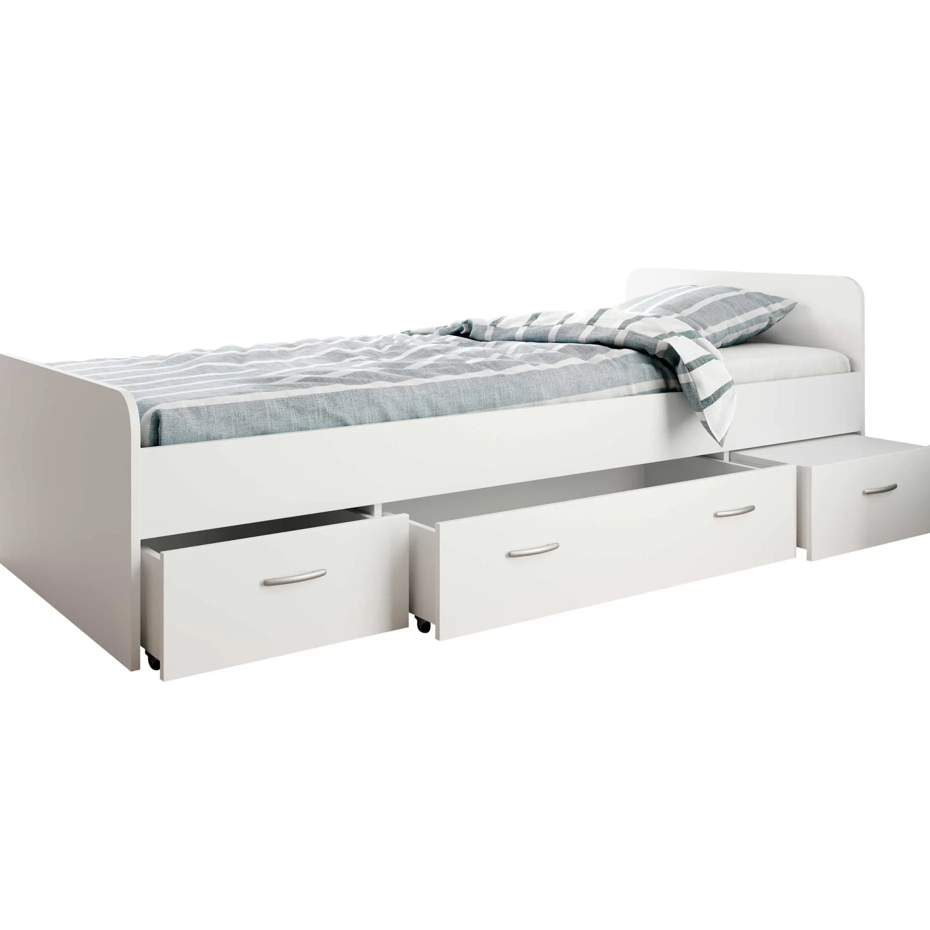 Bett Barko 90x200 mit 3 Schubladen - weiß