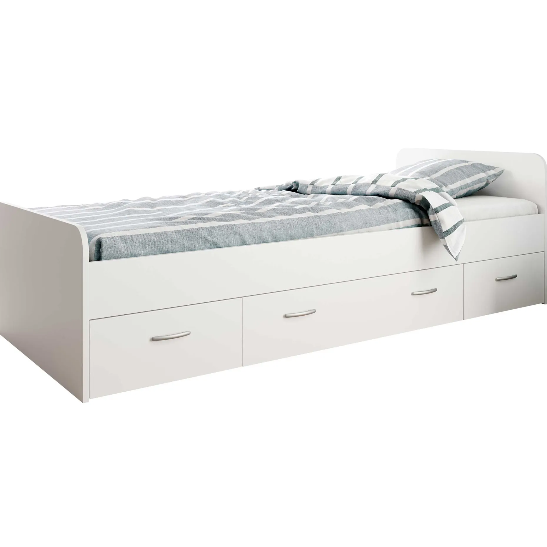 Bett Barko 90x200 mit 3 Schubladen - weiß
