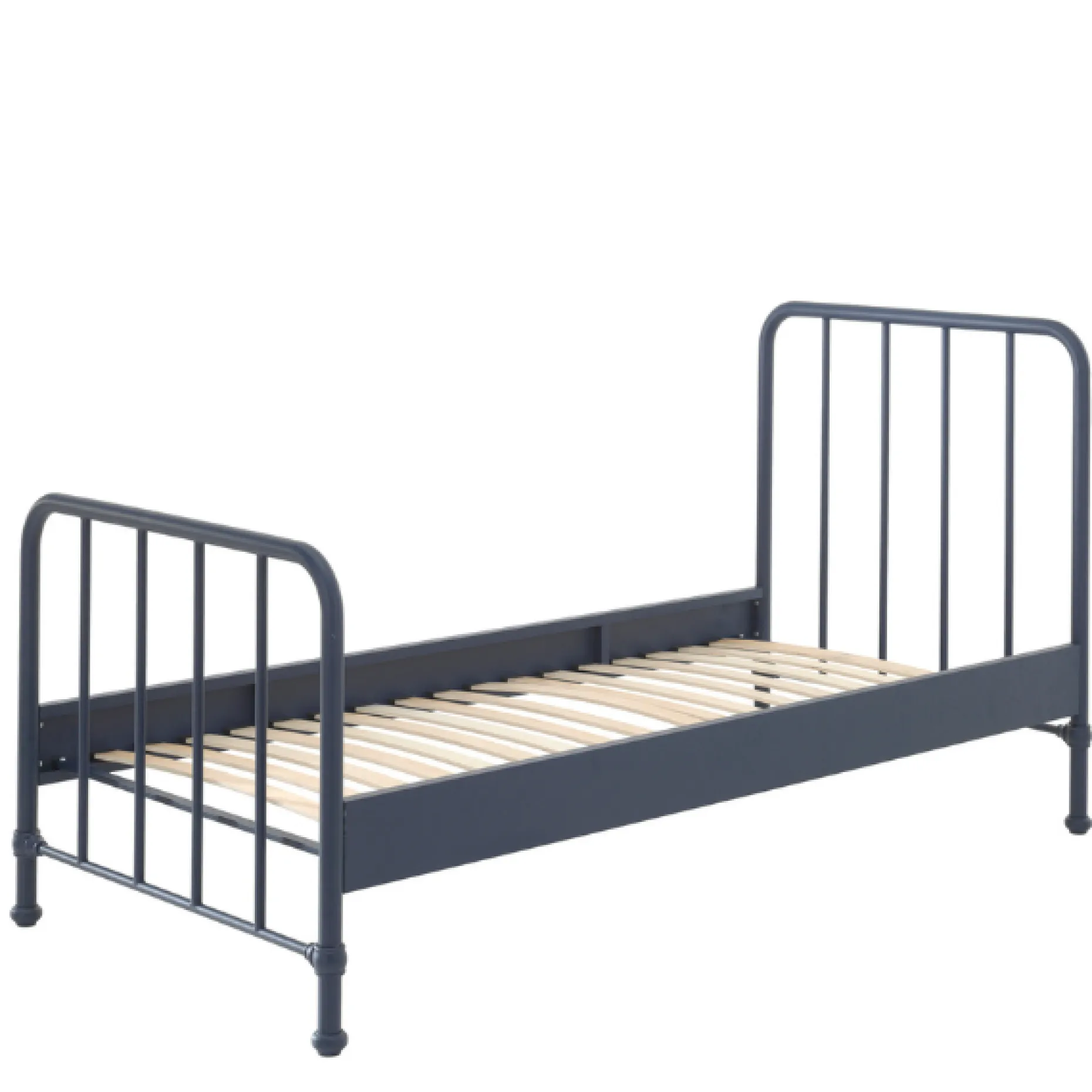 Bett Bronxx Metall 90x200(inkl. Lattenrost) mit Nachttisch-matt denim blue
